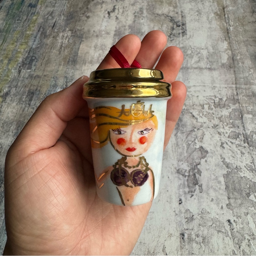 Starbucks Mermaid Gold and White Ceramic Ornament